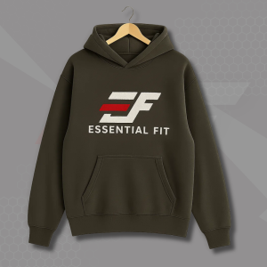 ESSENTIAL FIT GREY COTTON FLEECE LINING HOODIE - Image 1